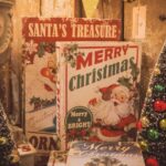 Santa's Treasure and Merry Christmas signage boards
