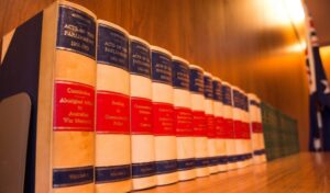 a row of books on a table