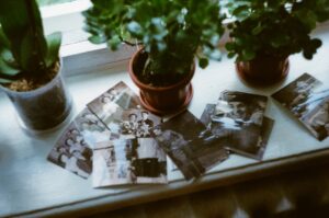 Old photos on the shelf